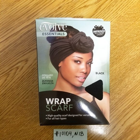 ✅10104 NIB 1 Evolve Essentials Black Head Scarf Wrap Durag Scarf, No Hair Breaka - Picture 1 of 6